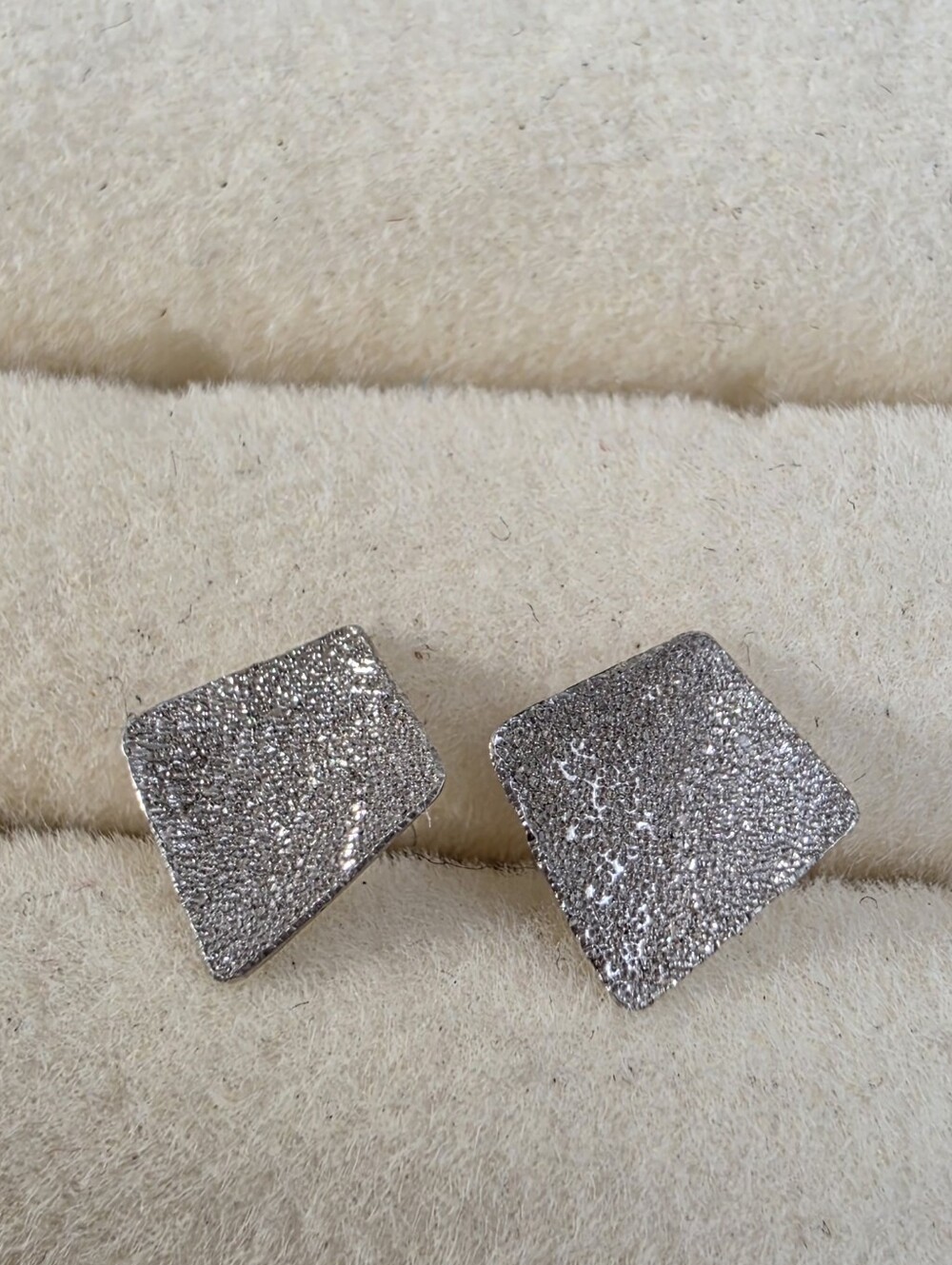 Textured Sterling Silver Geometric Stud Earrings • Acid Tested • 0.54g